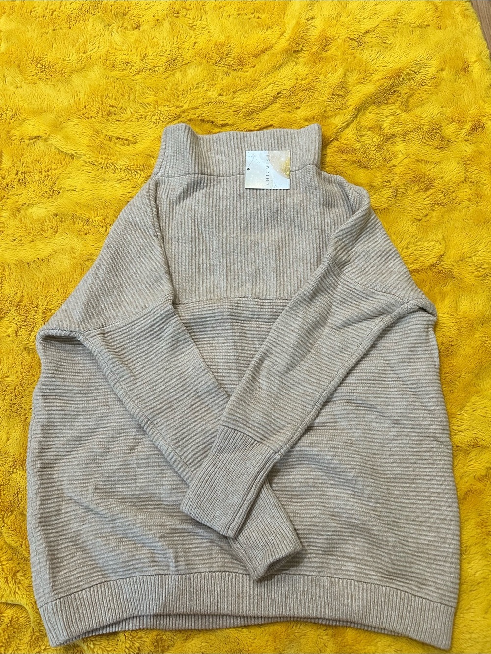 Chicwish Neutral Tan Ribbed Turtleneck Sweater